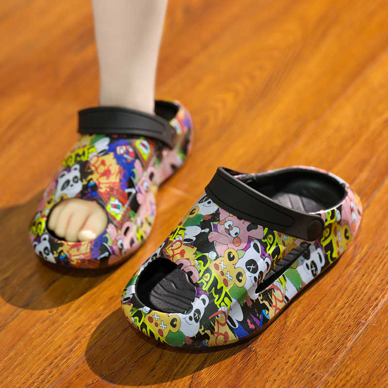Slipper Boys Sandals Cartoon Cute Childrens Cave Shoes Summer New Style Primary and Secondary School Kindergarten Class Slippers One line Drag S25326
