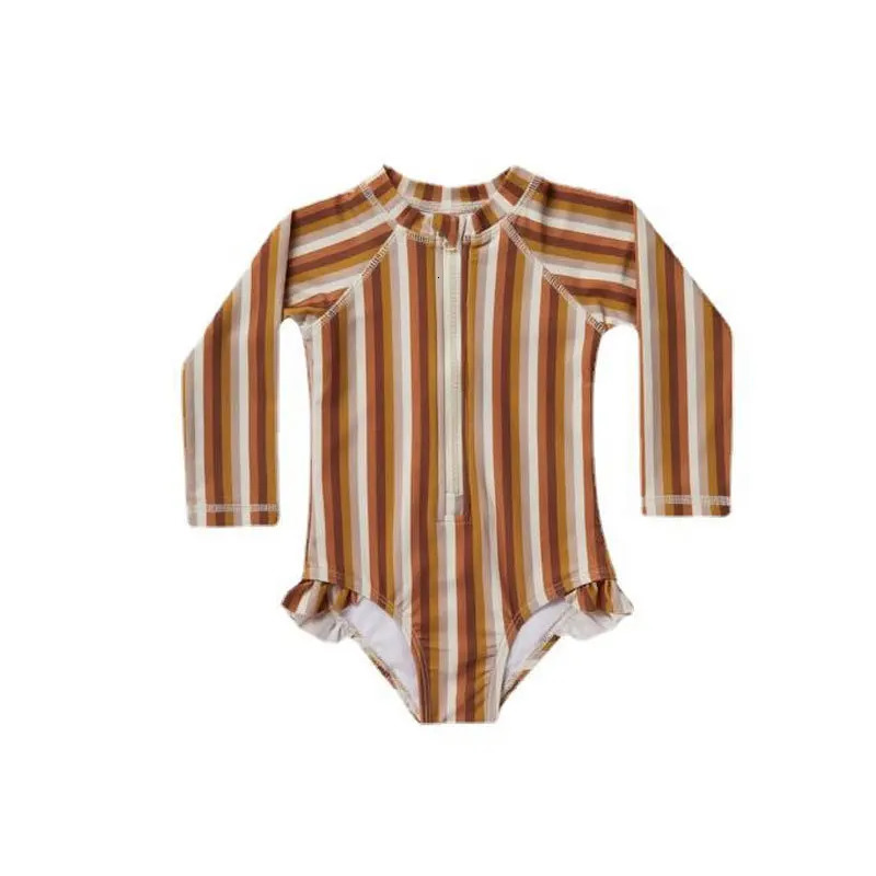 RC Baby Girls Swimwears Swimsuit Kids Long Sleeve One-piece Set Toddler Girl Sunscreen Floral Bodysuit Bikini Suits 1-12Y 250326