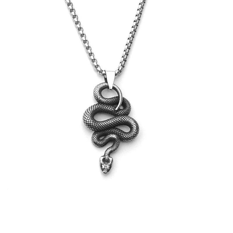 60cm Hip hop style zodiac snake year pendant necklace with fierce eyes and snake king design