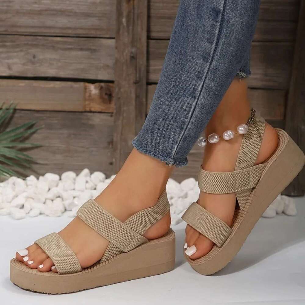 Women's Minimalist Wedge Open Toe Thick Soled Platform Casual Ankle Strap Sgback Sandals