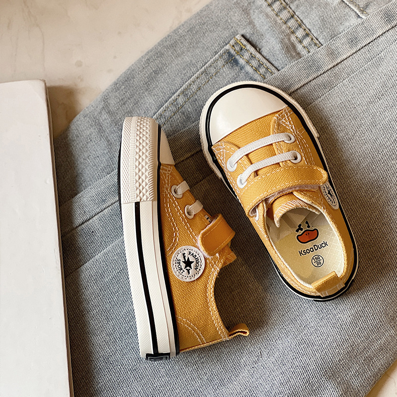 Kids Canvas Shoes High quality Children Casual Lace Up Classic Flats Shoes Happysteps New Boy Shoes Toddler Students Girl Sneakers Size US4c-US5y H024