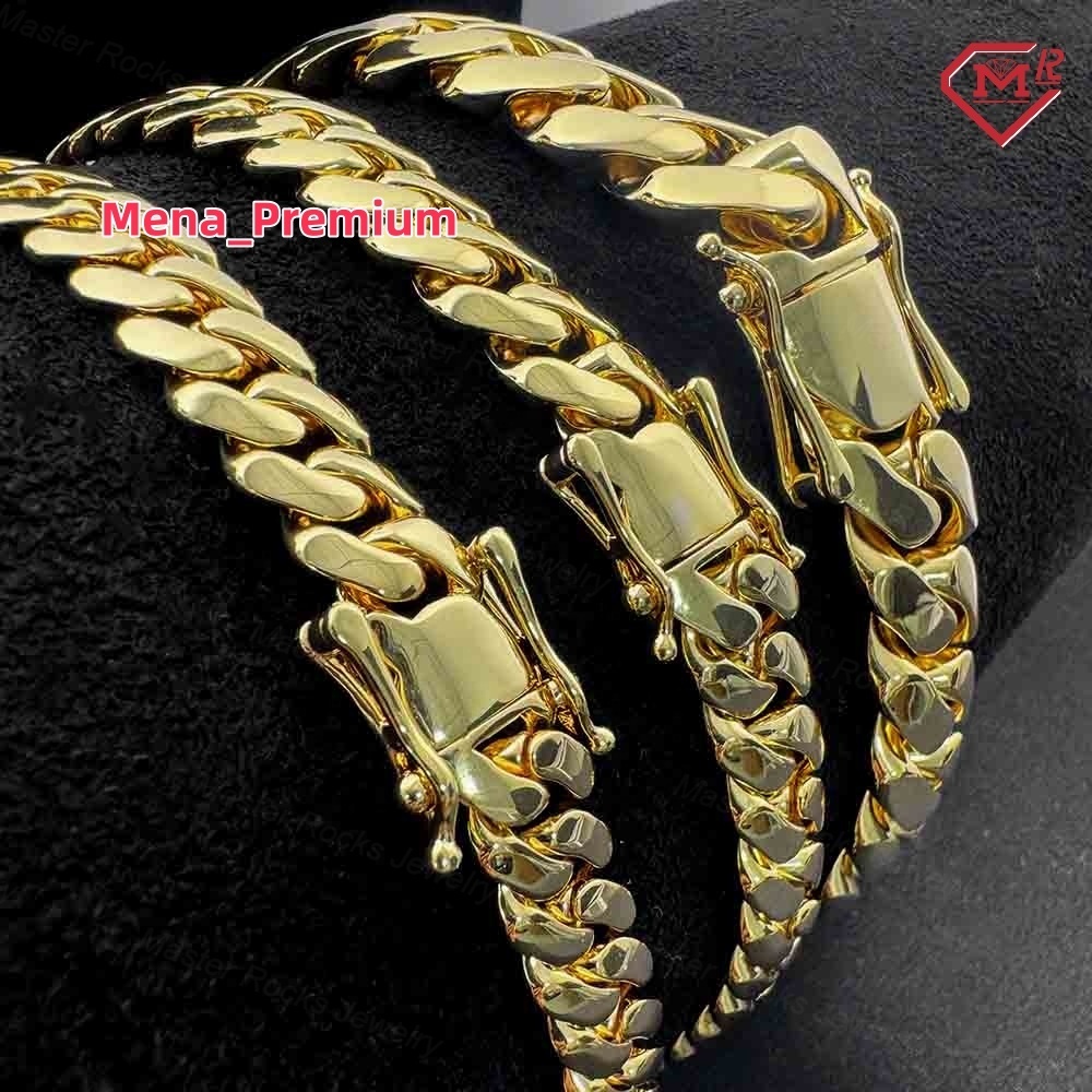Factory Direct Sales Copper Cuban Chain 24k Gold Plated Hip Hop 10mm 14mm Cuban Link Chain