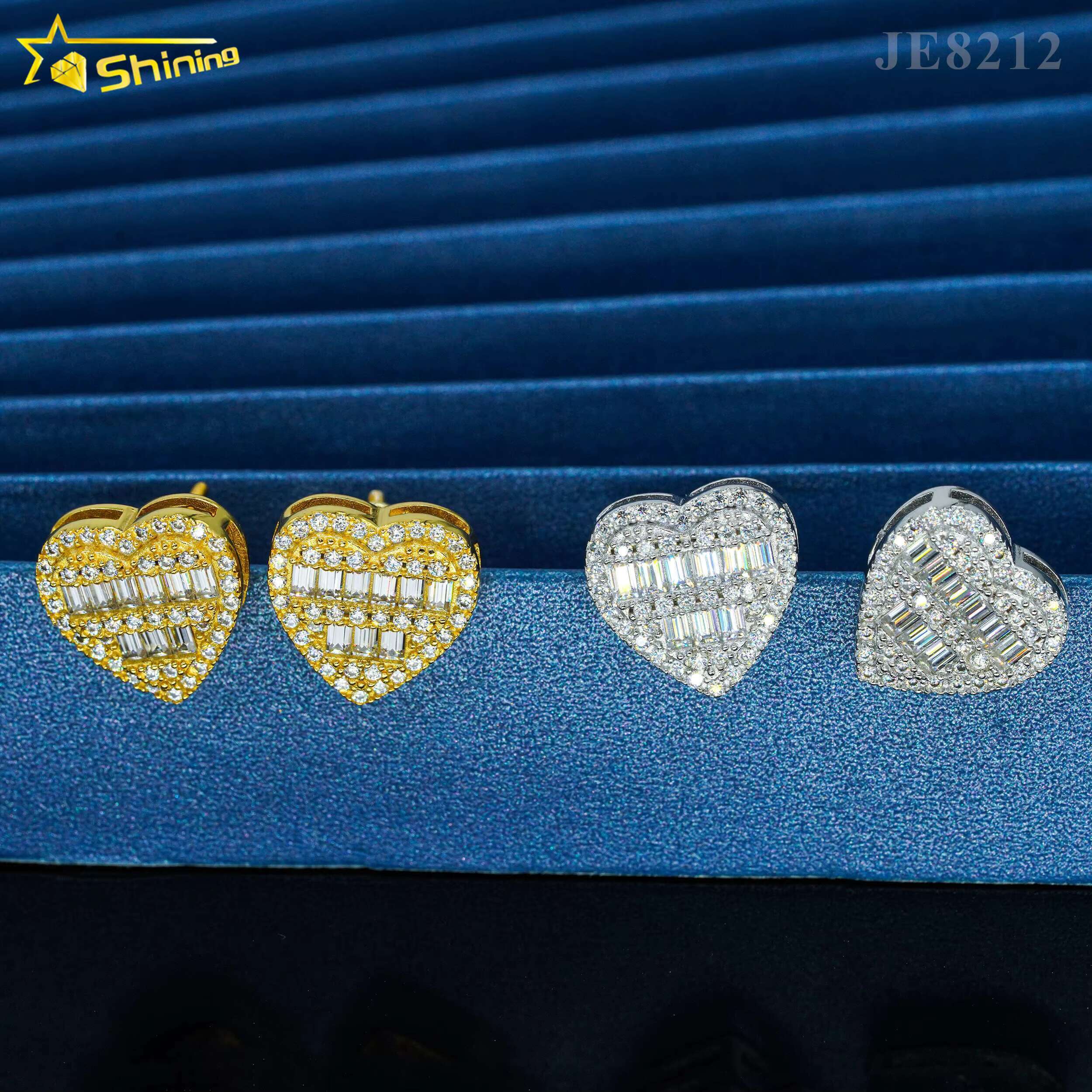 Luxury Jewelry 925 Sterling Silver Earrings Shining Moissanite Diamond Stud Earrings Heart Shape for Women