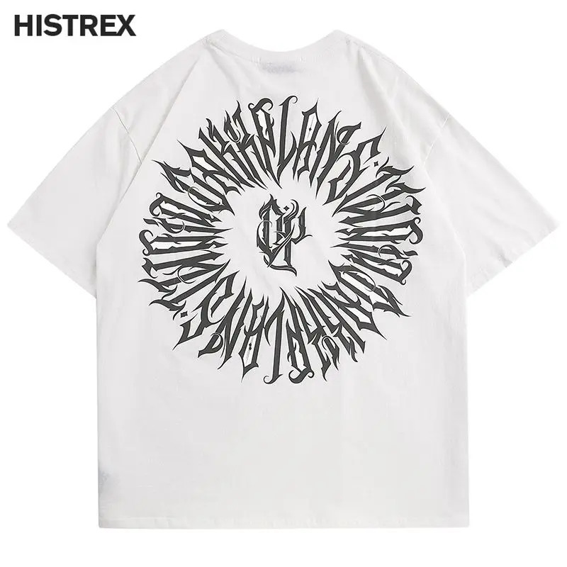 Y2k mens street Tshirt printed Gothic letter hiphop cotton womens fashionable top unisex clothing 250326