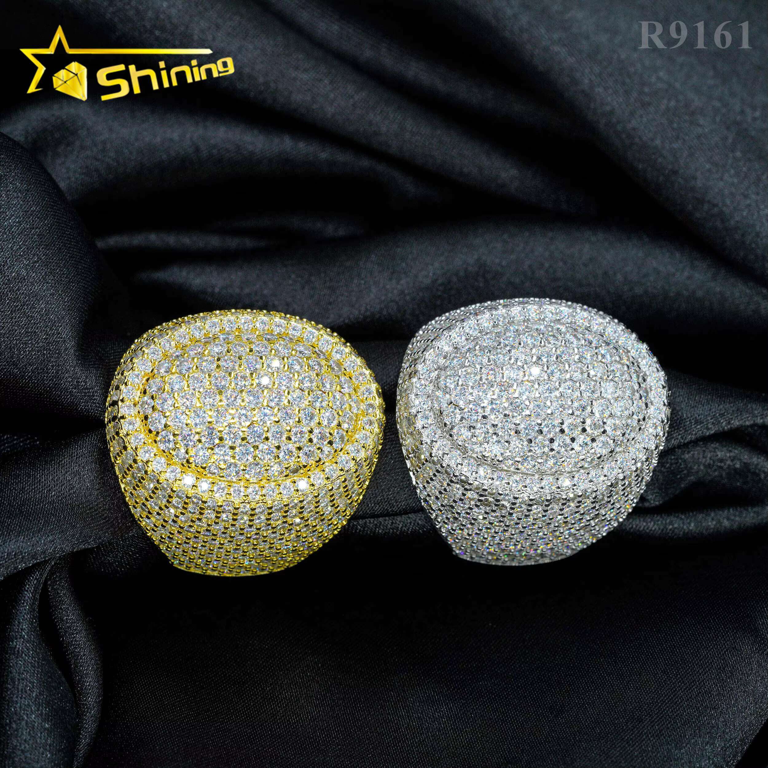 Wholesale Factory Price Moissanite Jewelry 925 Silver Iced Out Diamond Men Rings Hip Hop Moissanite Ring