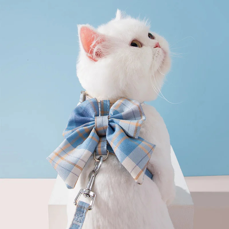 Cat Dog Collar Cute Pet Harness with Breast Strap Traction Rope Cat Clothes Harness Vest Princess Puppy Kitten Accessories 250326