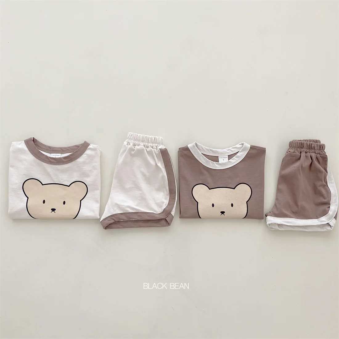 2PCS childrens clothing fashion set childrens summer cotton T-shirt boys and girls short sleeved childrens clothingT250327