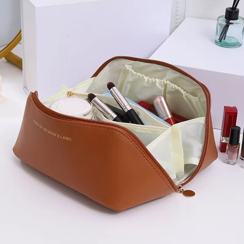 Pu Fashion Womens Pillow Makeup Bag Large Capacity Travel Organizer Portable Handbag Square Washing Storage 250326