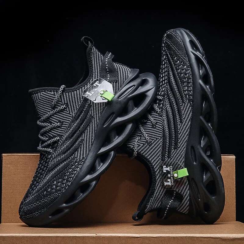 Men Sports Running Jogging Shoes Casual Sneakers Outdoor Breathable Mesh Women Light Shock-absorption Black Tennis