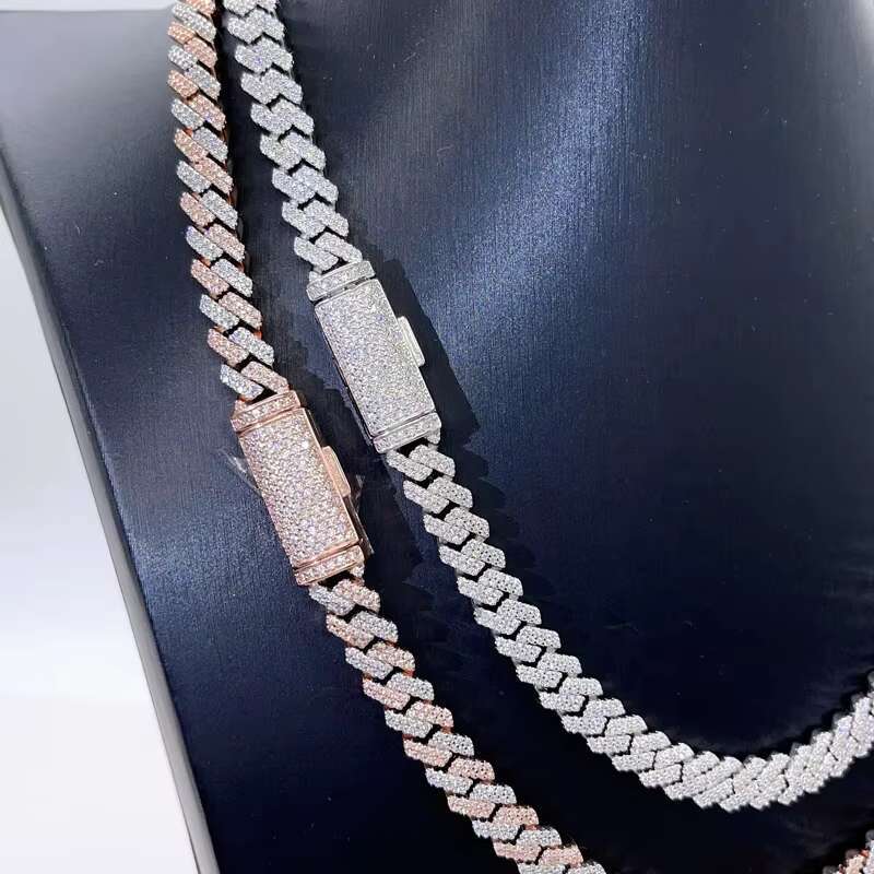 8mm Hip Hop Iced Out Men Fashion Rapper Jewelry Vvs Moissanite Cuban Link Chain 925