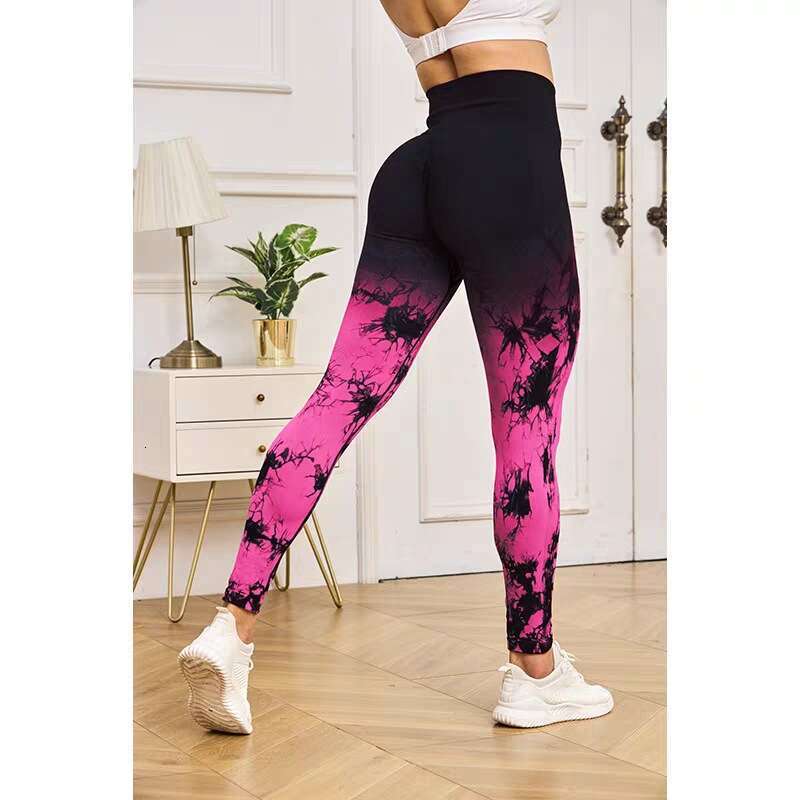 Women Yoga Pants Peach High Waisted Tie Dye Sexy Exercise Training Fitness Elasticity Tight Fitting Show Buttocks Internet Famous Hip Lifting Yoga Pan