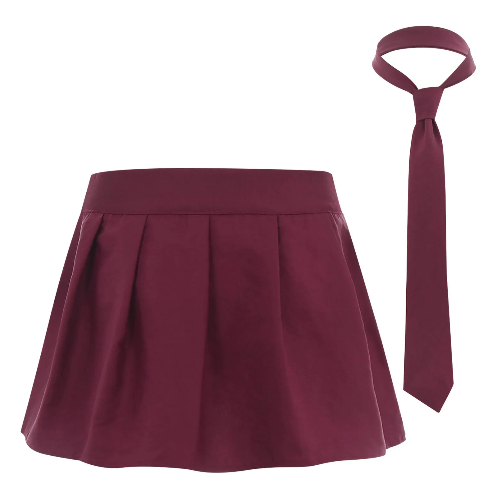 Womens zipper plain mini skirt with collar Japanese female student uniform clothing fancy dress ball 250326