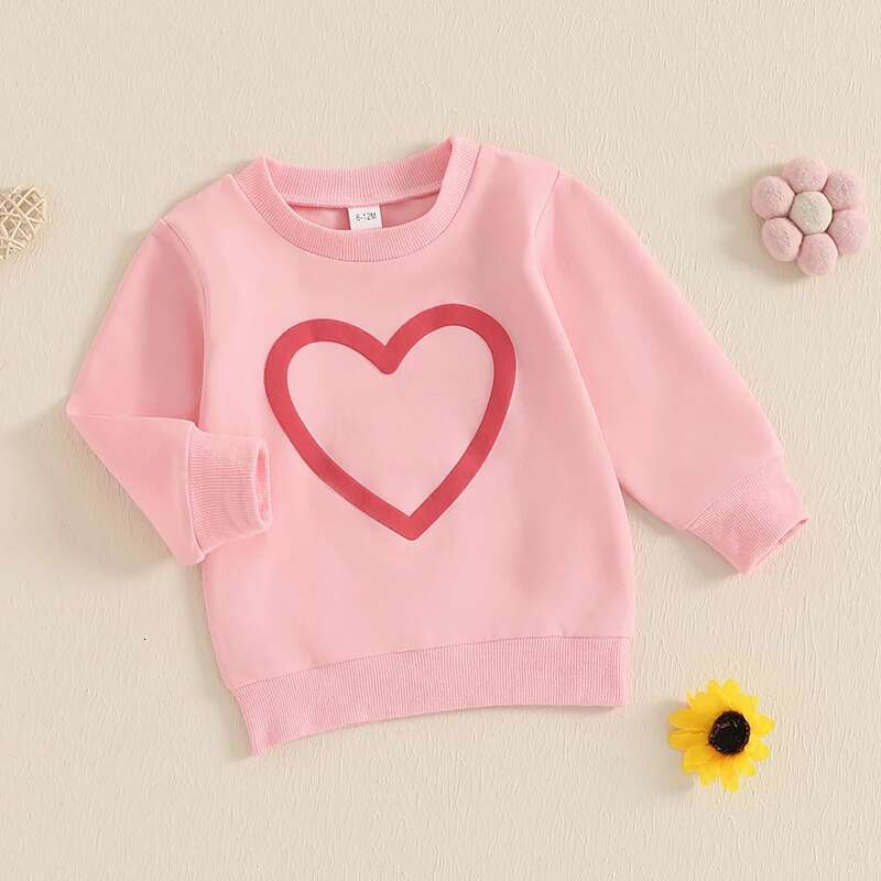 Ddmyshoesvip Girls Heart Print Sweatshirt With Long Sleeves Cozy Pullover Autumn Adorable Toddler Top For Cute Fall Outfit
