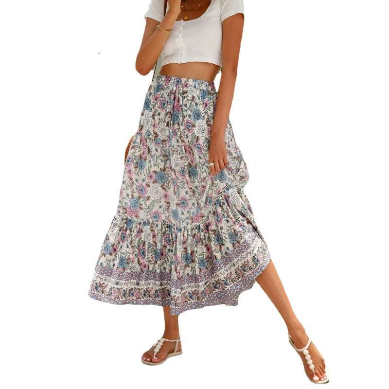 Dongdumaoyi Nieuwe Collectie Rayon Beach Resort Rok Voor Dames Casual En Modieuze Midi Vakantie Aan Zee B