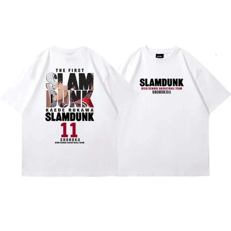 Men s short sleeved T shirt oversized made of Japanese manganese cotton with animated dunk print fast shipping pure