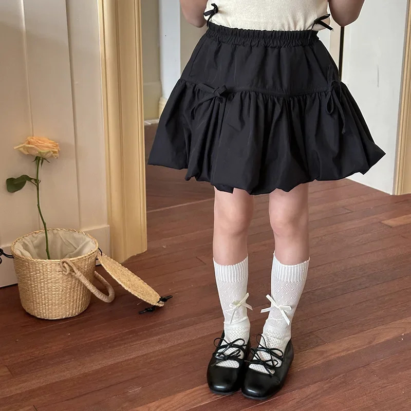 Girls Flower Bud Half Body Skirt Summer Trendy Childrens Sweet and Cute Bow Short Skirt 250326