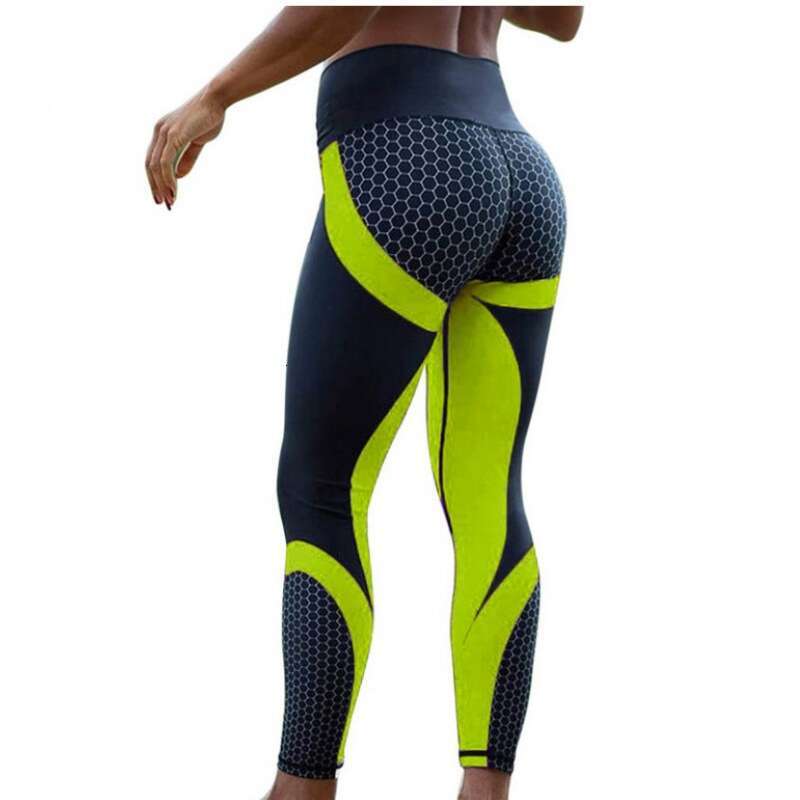 Women Yoga Pants Honeycomb Digital Printed Pants High Waist Hip Lifting Yoga Suit Sports And Fitness Quick Drying Pants