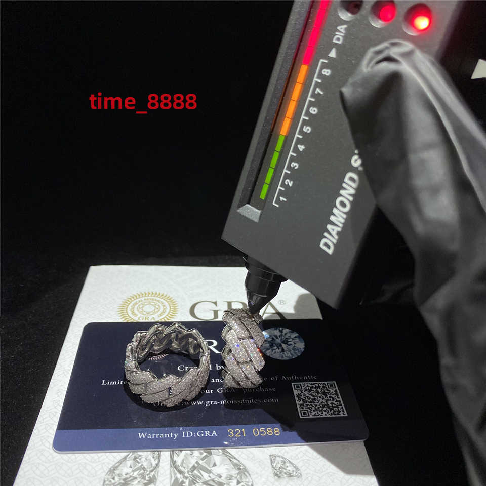Band Rings Custom Hip Hop Sterling Sier Vvs Moissanite Diamond Rings Men Iced Out Ring Gold Plated Cuban