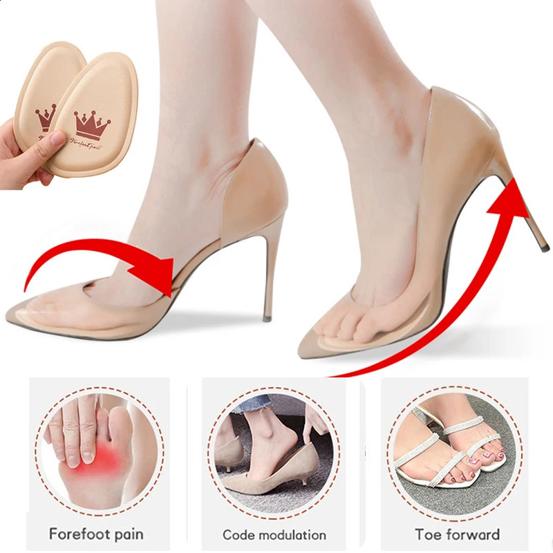 4pc Forefoot Pad High Heels Nonslip Pain Relief Insert Half Insoles Round Toe Cushion Foot Care Pads 250306