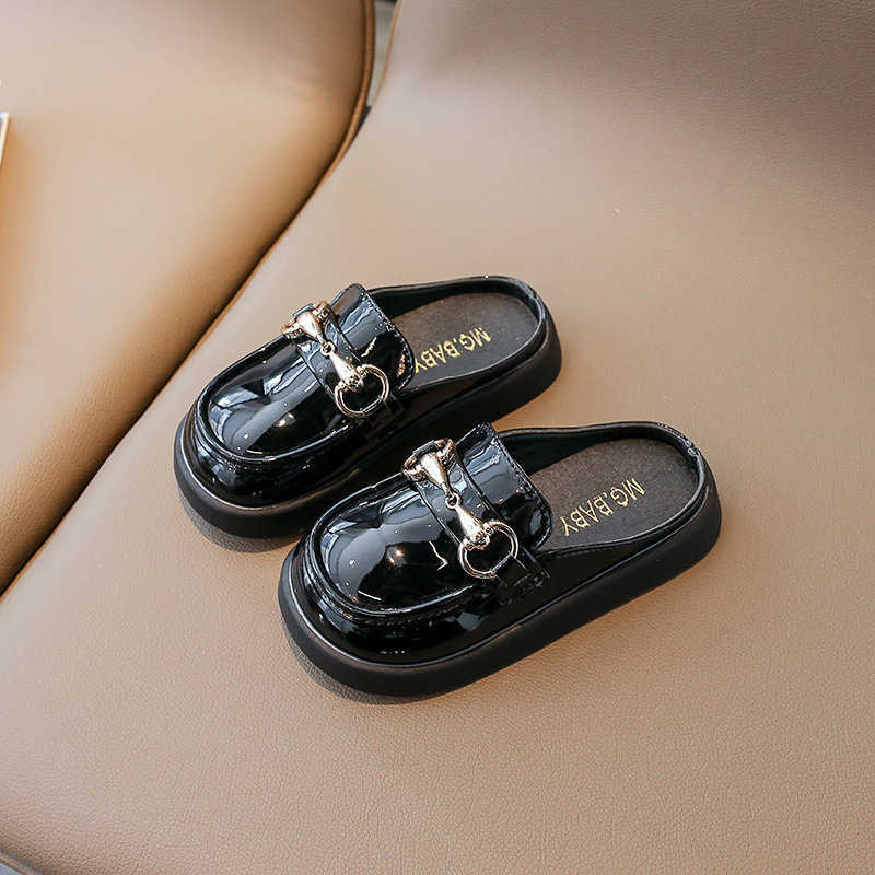 Slipper Girls shoes small leather shoes autumn 2025 new style stylish childrens princess shoes big childrens black girls performance shoes S25326