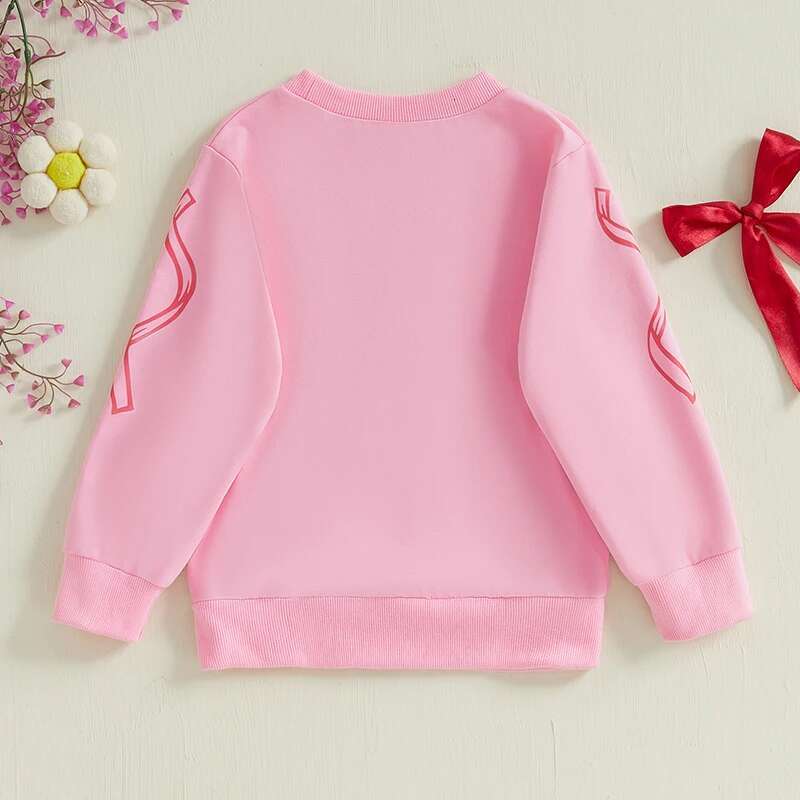 Ddmyshoesvip Adorable Toddler Girl Hoodies With Lovely Bow Design Cozy Long Sleeve Round Neck Sweatshirts Kids Stylish Pullovers For