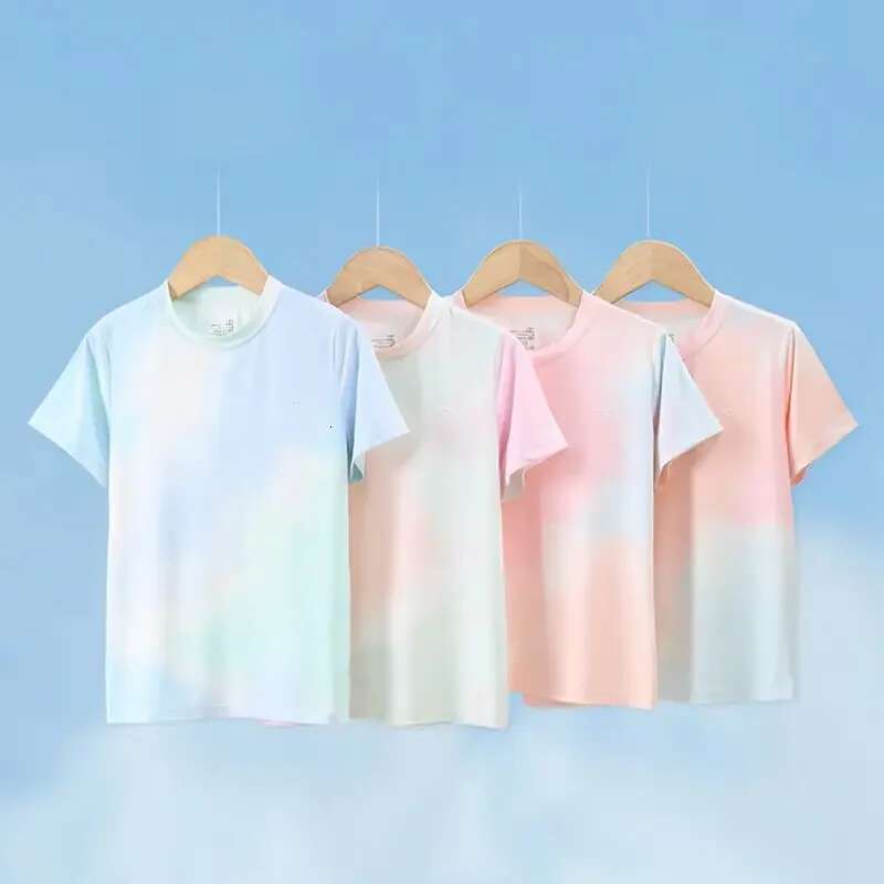 Ddmyshoesvip Children Colorful Printed O Neck Short Long Sleeve Gym Shirts Girls Quick Drying T Shirt Kids Breathable Sports Tops