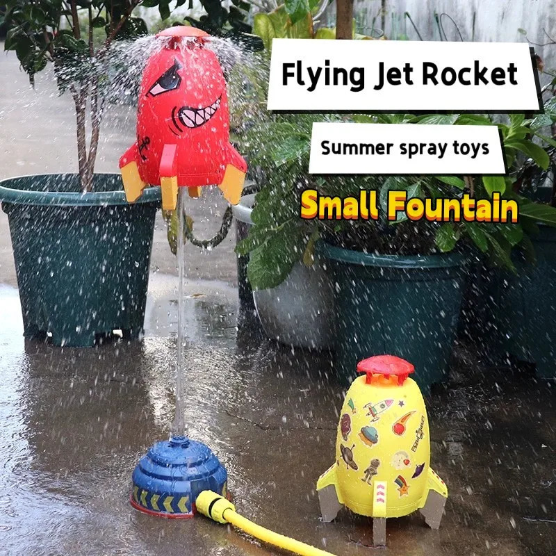 Flying JET Rocket Fountain Sprinkler Splashing Water Toy for Kids 360 Degree Rotating Outdoor Pool Party Childrens Summer Toy 250326