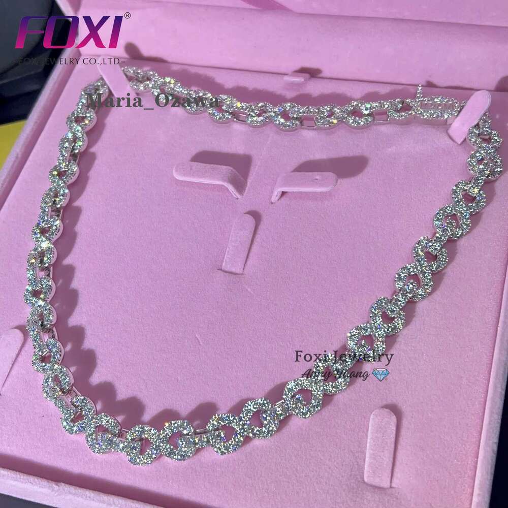 Hip Hop Mossanite Jewelry 12Mm 14K Pure White Gold Sterg Sier Vvs Moissanite Infinite Chain Necklace