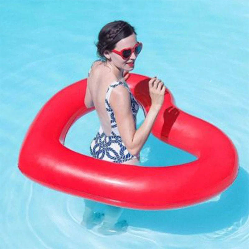 Heart shaped inflatable swimming pool ring adult 250321