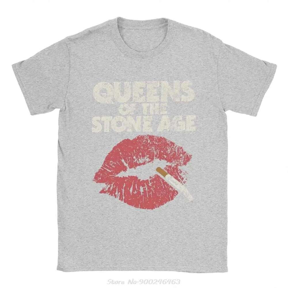 Men s T shirt Stone Age Queen Fashion Cotton Round Neck Short Sleeve Hip Hop Street Clothing Oversized