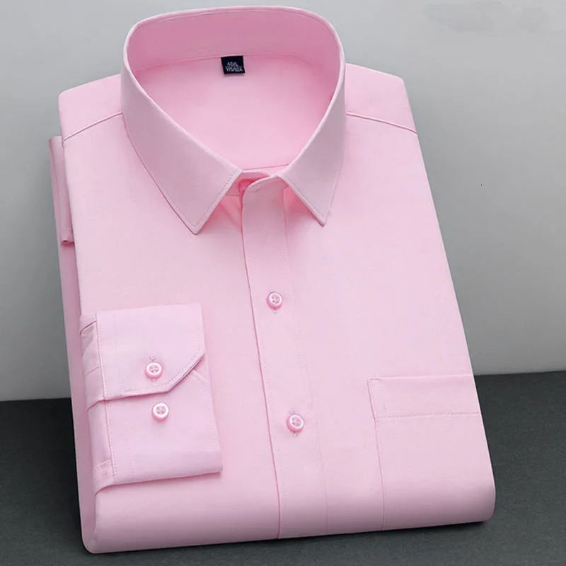 BAMBOOPLE Fashion Non Iron Leather Shirt Anti Wrinkle Classic Solid Business Casual Soft Mens Long Sleeve AEchoice 250326