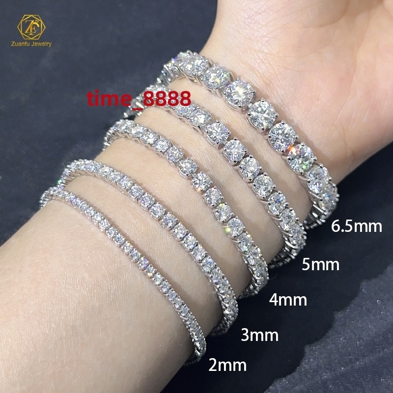 Ready to Ship 2mm 3mm 4mm 5mm 6.5mm GRA Certified VVS Moissanite Women Tennis Bracelet 925 Sterling Silver