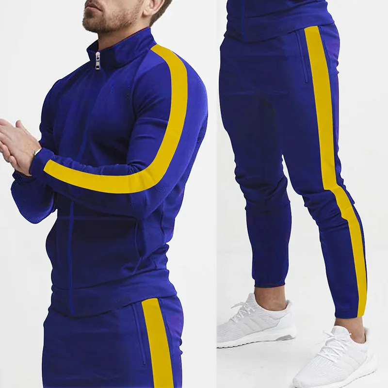 2025 autumn and winter casual mens sportswear color block clothing hooded fashion complete set 250326