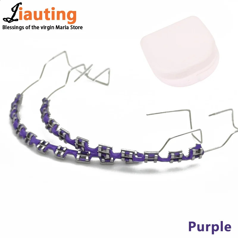 1 Pair Metal Wires Fake Braces Colorful Brackets For Teeth Temporary Metal Bracket Orthodontic Dental Decor Ligature Ties Dental 250327