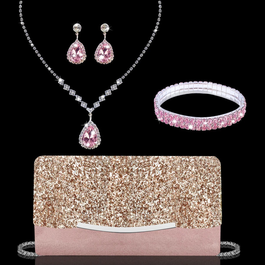 Gorgeous and elegant Rhinestone decorated womens business clutch bag fashionable romantic party banquet night exquisite charming bridal wedding eq 250