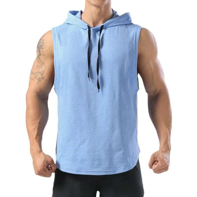 Solid Color 2024 Brand New Men's Vest Sleeveless Tees For Male Hooded Man Vests Tops Hip Hop Men Tank Top T shirt