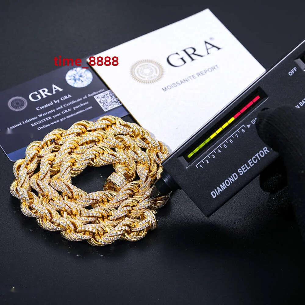 Designer Cuban k Chain Fasion Jewelry Pass Dia Tester 8mm 12mm Full Vvs Moissanite Iced Out Rope Chain Men Women Hip Hop Jewelry Twisted Necklace