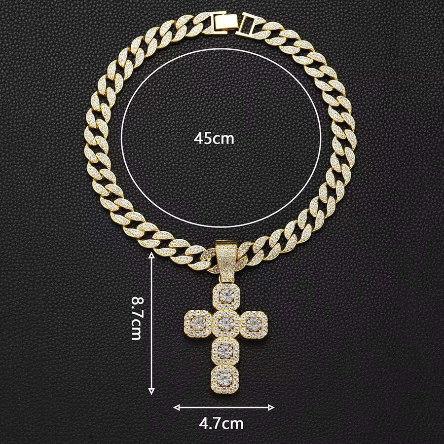 Sunnice Full Diamonds Attached Christine Luxury Cuban Jewelry Religion Quality Silver 18k Golden Colored Hiphop Fashion Chains