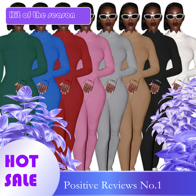 Dongdumaoyi Damesset Nieuwe Rits Stretch Hoge Hals Geborduurde Slim Fit Workout Jumpsuit Yogakleding
