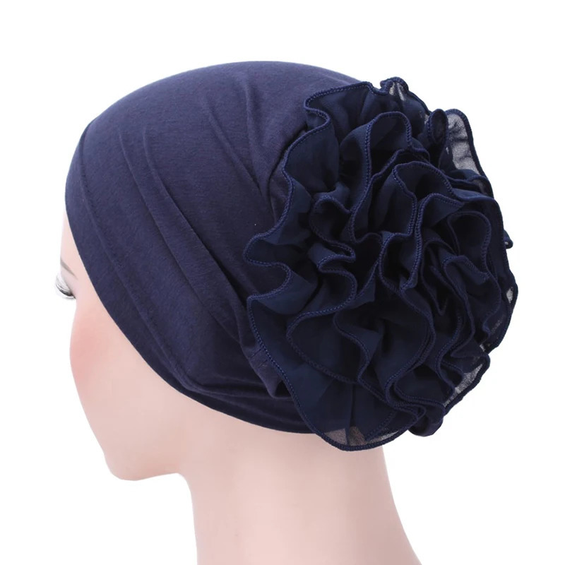 1 piece of womens floral hair with hat turbo hair accessories elastic cloth chemical bean womens Muslim solid hair shedding scarf and hat 250322