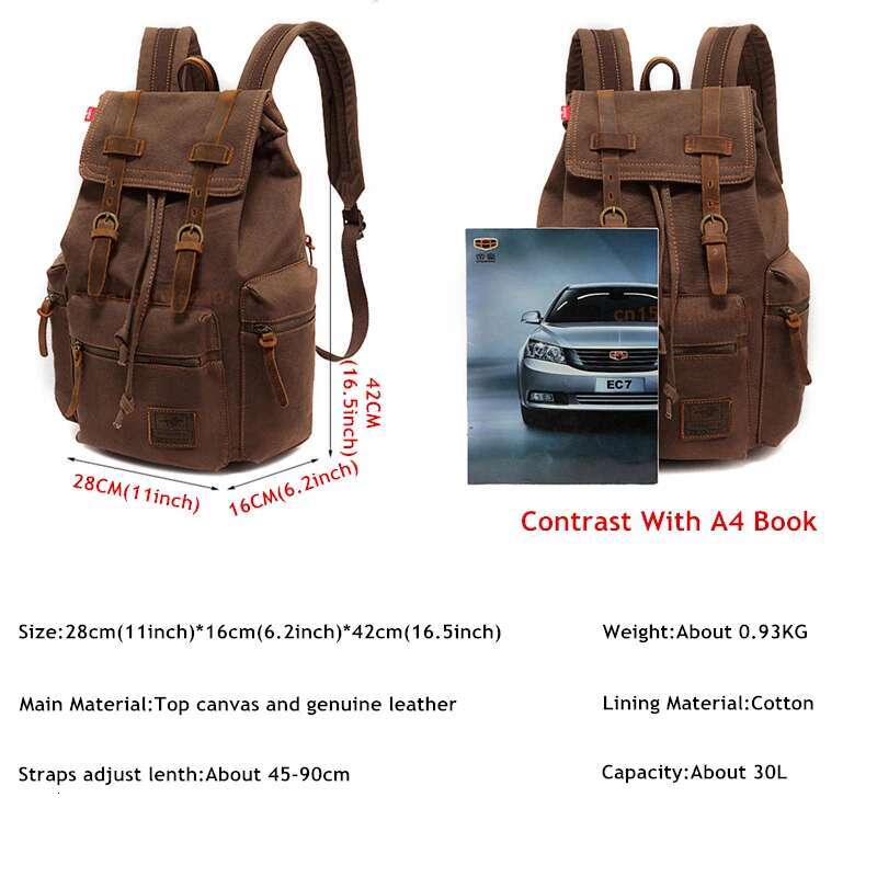 AUGUR New Fashion Vintage Canvas Backpack School Men's Bags Large Capacity Travel Laptop Retro Bag