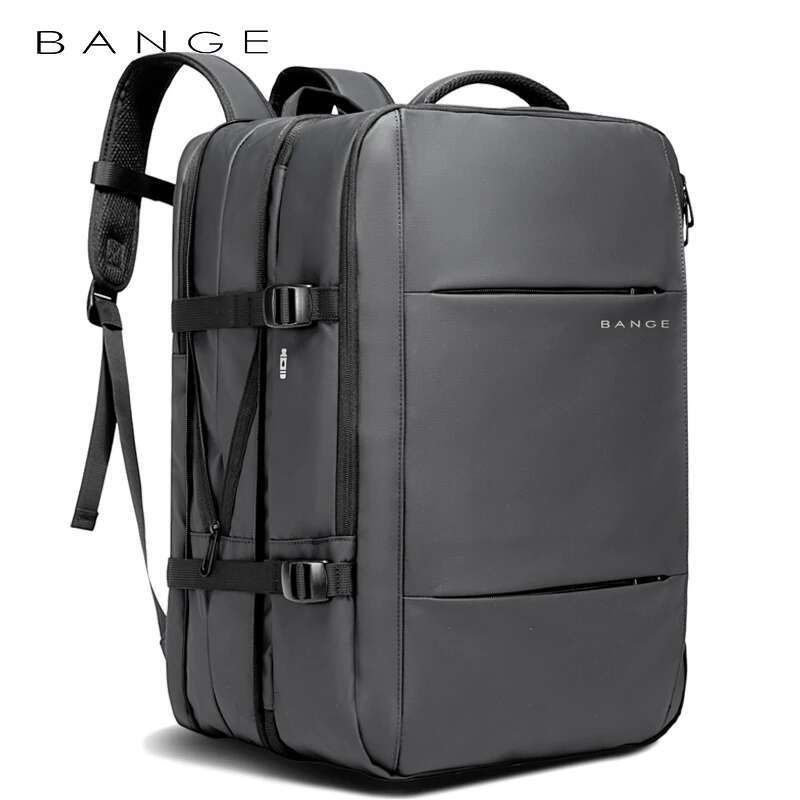 BANGE Aesthetic Men Business School Expandable USB Bag, Large Capacity 17.3 Laptop Waterproof Fashion Travel Backpack