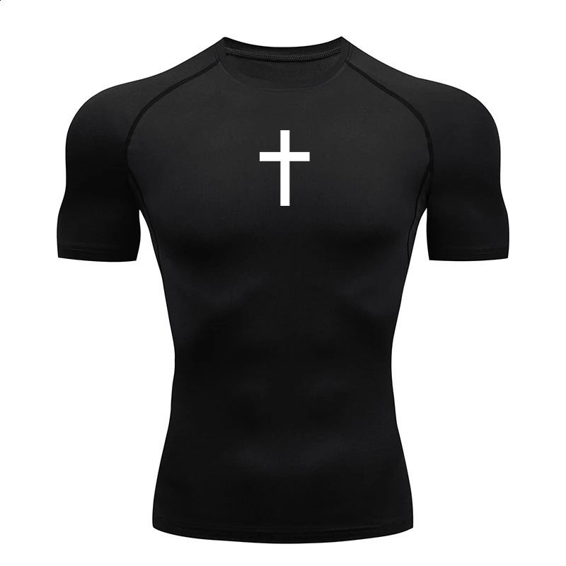 Christian Workout Compression Shirts Athletic Quick Dry Tshirts Tees Mens Gym Fitness Undershirts Tops Short Sleeve Rash Guard 250327