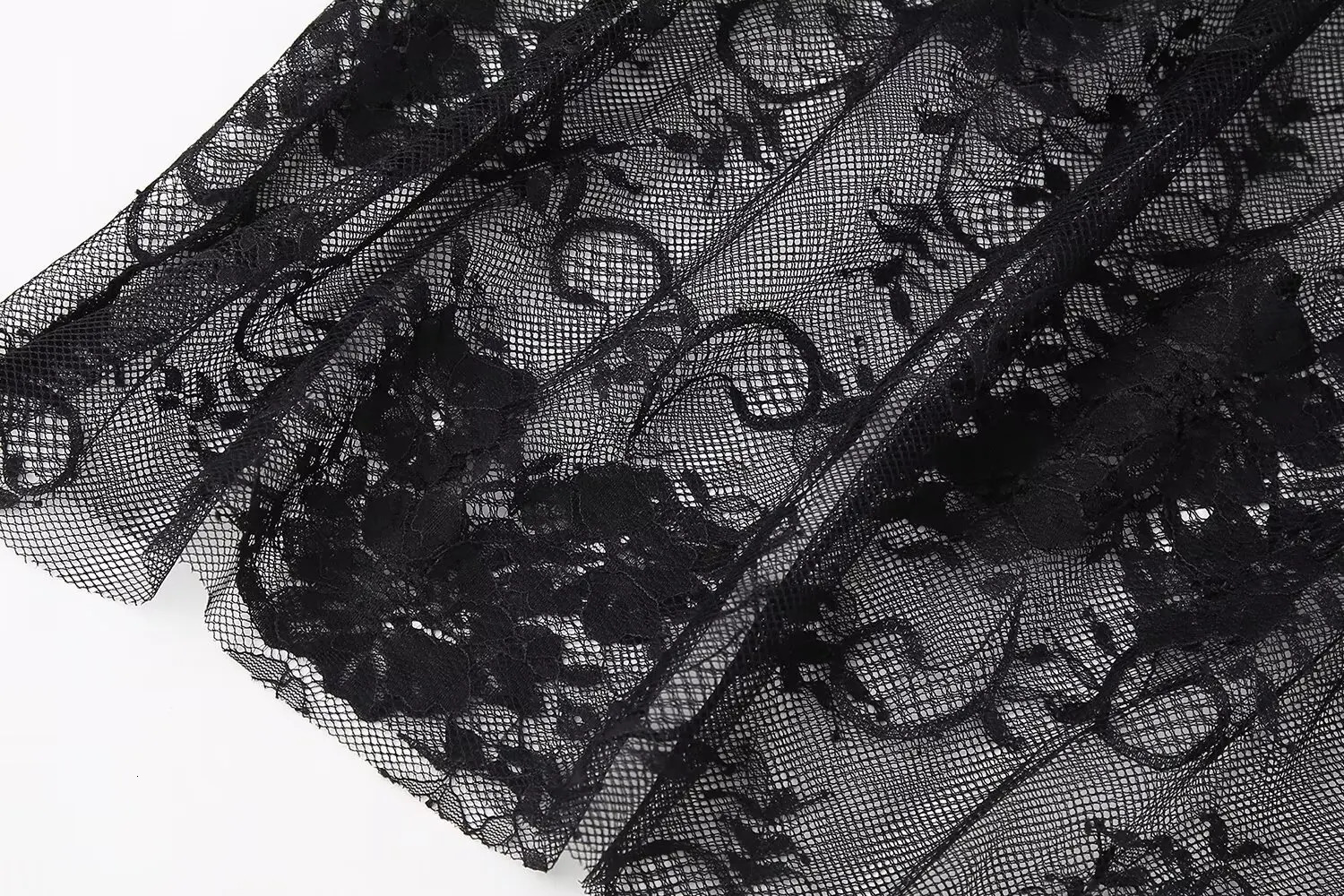 Black Lace Mesh Skirt Womens High Waist Midi Skirt Tulle Long Skirt Womens Translucent Party Womens Sexy Skirt 2024 250317