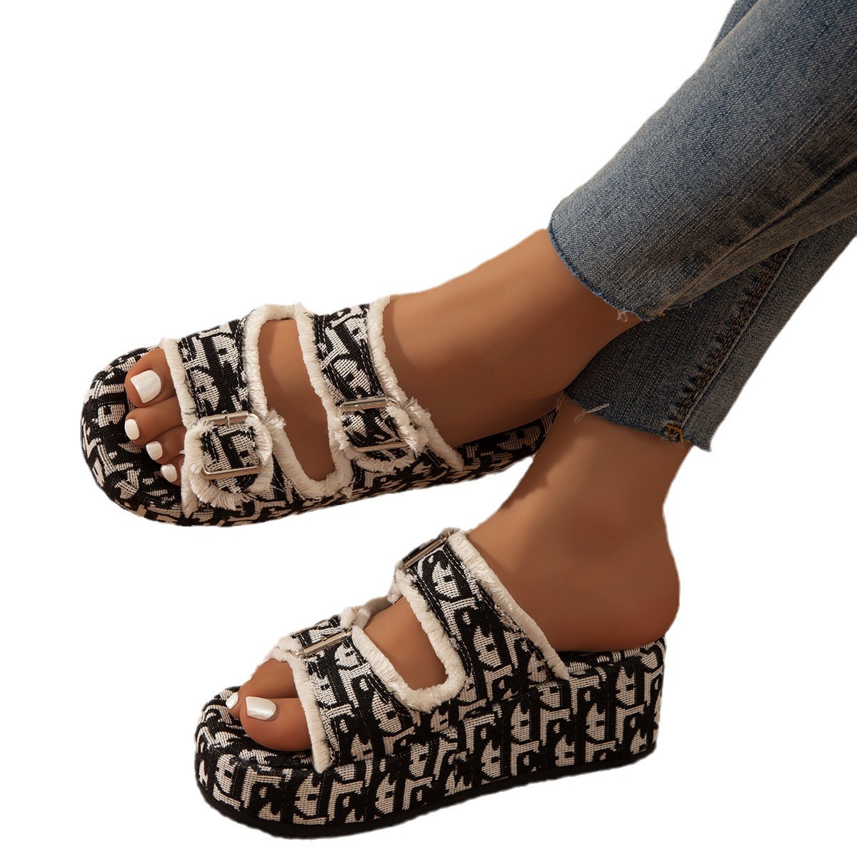 Free shipping designer plus size women casual sandals black white blue antislip breathable comfortable indoor slippers 2025