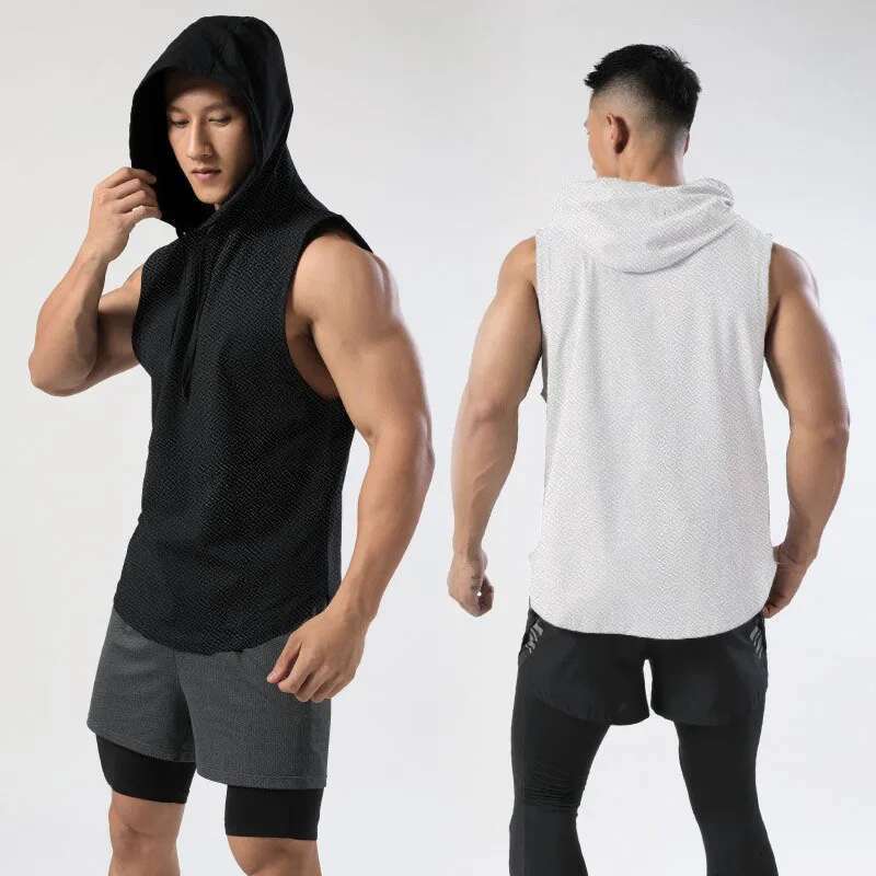 Solid Color 2024 Brand New Men's Vest Sleeveless Tees For Male Hooded Man Vests Tops Hip Hop Men Tank Top T shirt