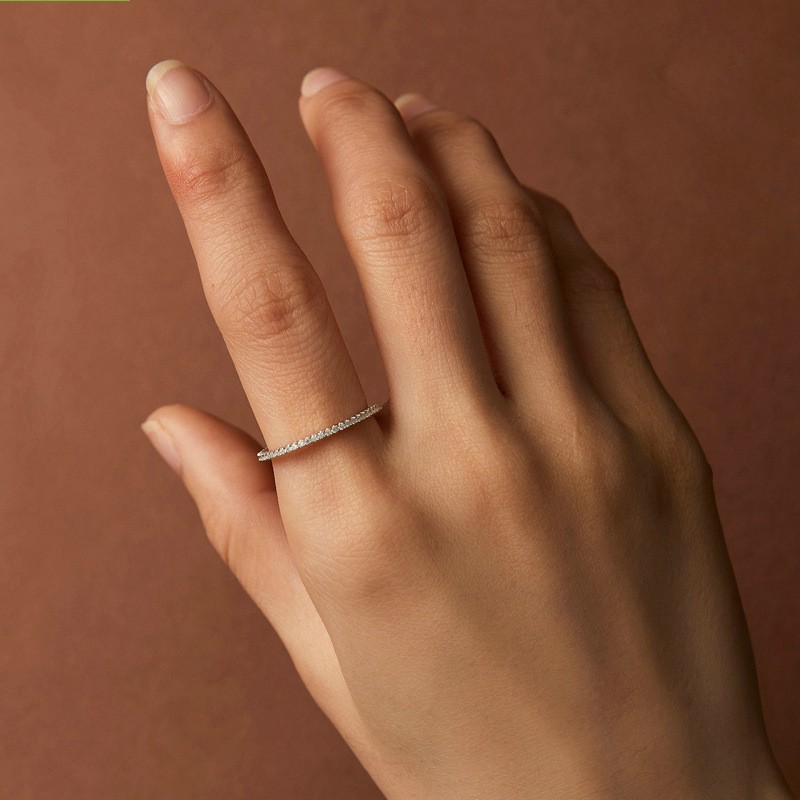 Simple Fashion Jewelry Sweet Cute Wedding Rings Real 925 Sterling Silver Pave White Lab Moissanite Diamond Zircon Party Women Engagement Band Ring Gif