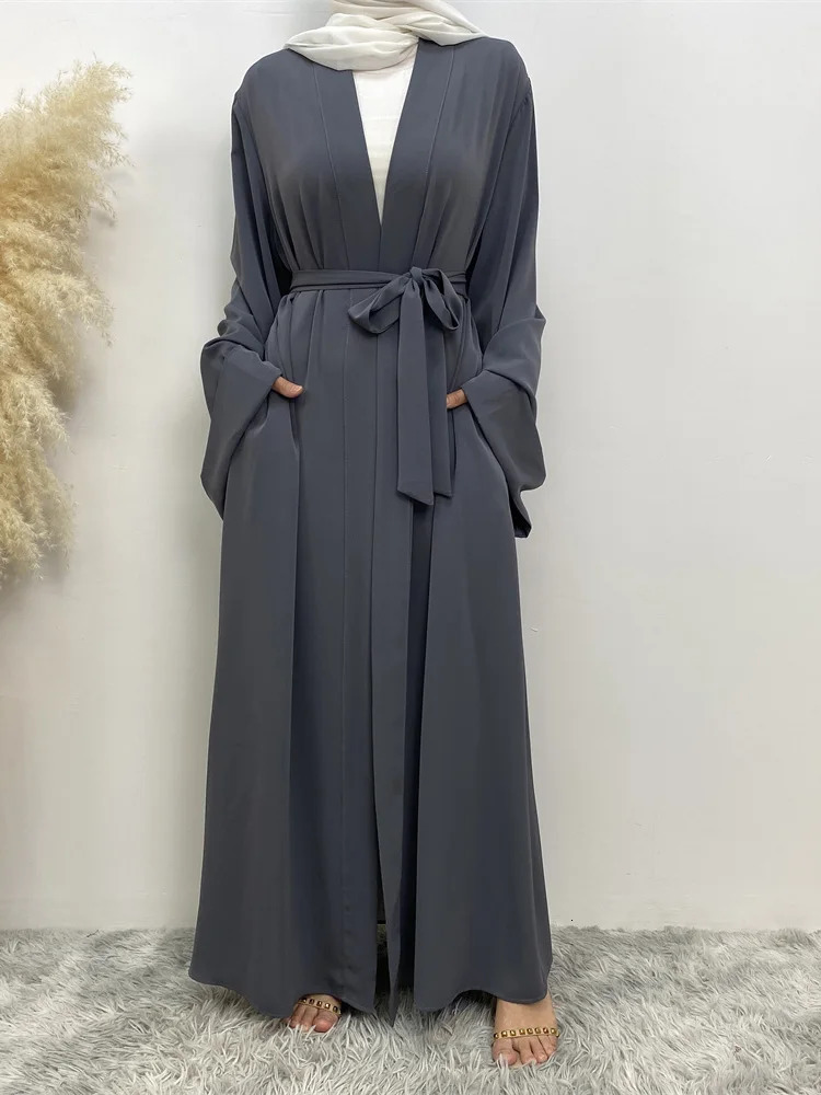solid color n kimono cardigan Islamic clothing Muslim women Dubai Abaya elegant gown products evening dress 250326