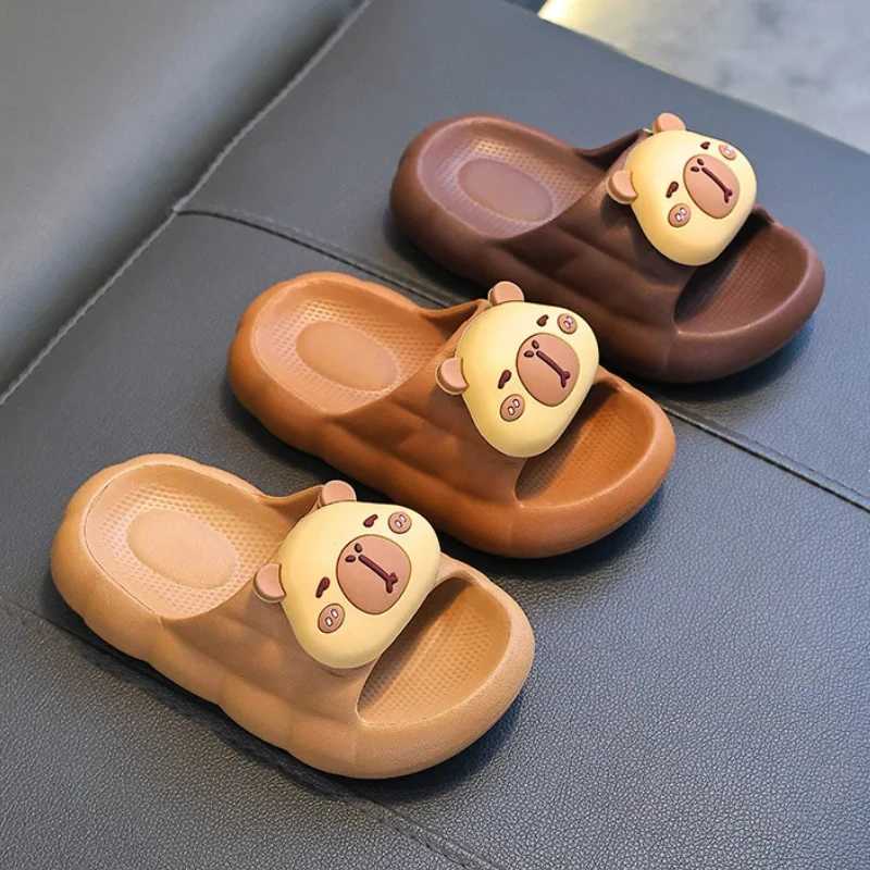 Slipper Capybara Sliding Block Childrens Home Bathroom Sandals 2025 Summer Anti slip Platform Childrens Sliding Block Cartoon Sliding Block Outdoor Be