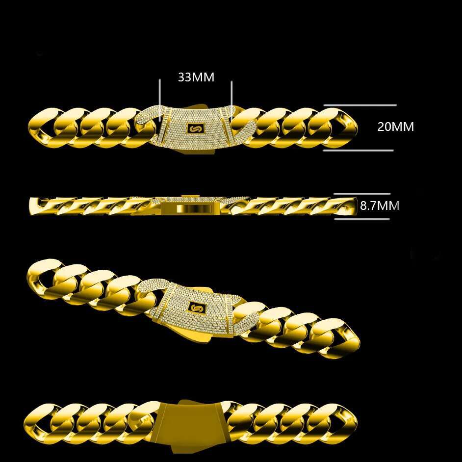 925 Silver Cuban Link Necklace with VVS Moissanite Clasp High-Quality 14K Plated Iced out Smooth Cuban Chain Jewelry
